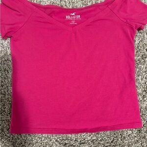 Hollister Women's Pink V-Neck Top